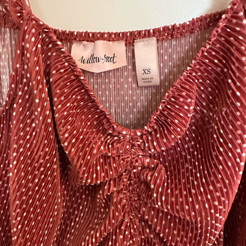 Willow & Root Red Blouse with White Dots